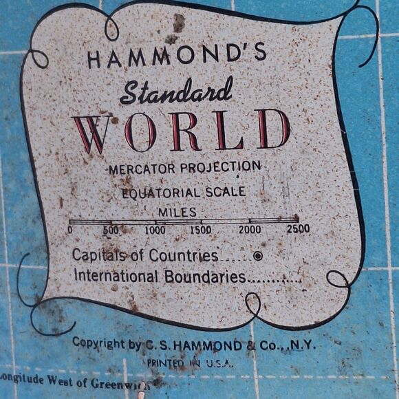 Vintage Hammond's World Map Waste Basket Garbage Can Tin Litho Trash Can 50s 60s - Picture 2 of 14